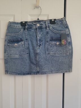 Denim Cargo Pocket Mini Skirt